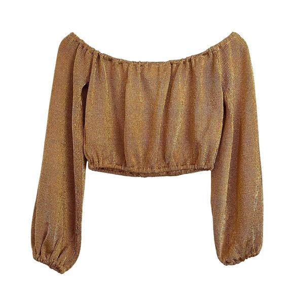 Lovers and Friends Nayelli Metallic Gold Women's Crop Top Size XS - Picture 4 of 8